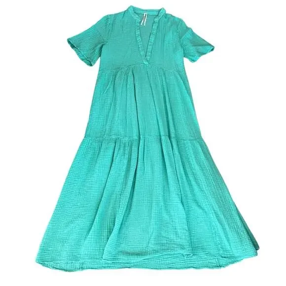 Anthropologie Women's The Kallie Flowy Tiered Gauzy Maxi Dress in Turquoise  Teal is available for purchase on au PAY Market - Imported Goods Online  Store Co.Ltd. | au PAY Market - Online